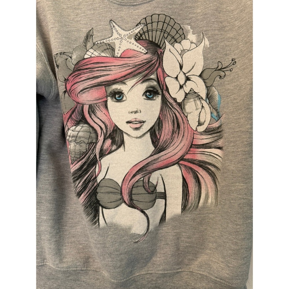 Disney Princess Ariel Sweatshirt Grey Size Medium (7 - 9) Anime Drawing - Picture 2 of 6
